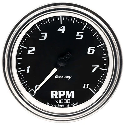 Equus 3-3/8 Dia Tachometer 8000 RPM Chrome - E7068