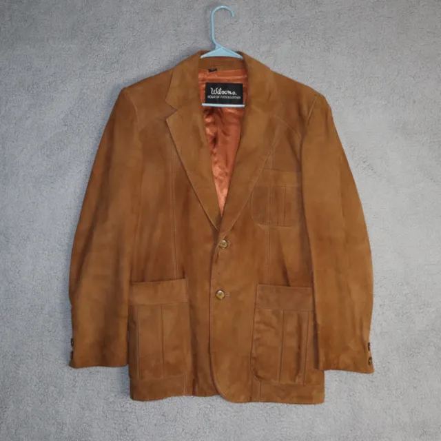 Wilsons Blazer Men 36 Brown Suede Leather Classic Single Breast Western Coat