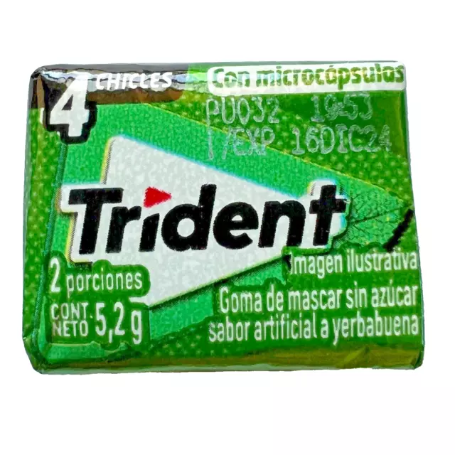 Trident Goma de Mascar sabor Yerbabuena (Spearmnt) 20 paquetitos con 4 pastillas