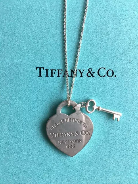 Tiffany & Co. Return to Tiffany Heart Key Pendant Necklace Silver 925 USED