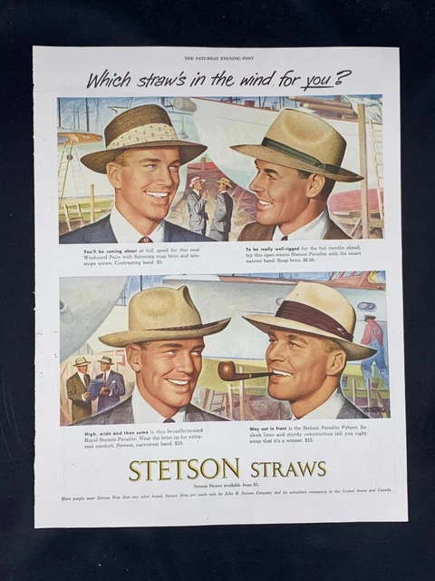 Magazine Ad* - 1949 - Stetson Hats - Windward Palm, Panalite