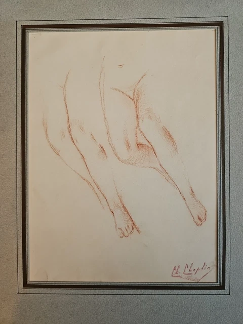 Dessin étude Femme Nue Sanguine – Œuvre érotique Curiosa – Fusain Numéroté