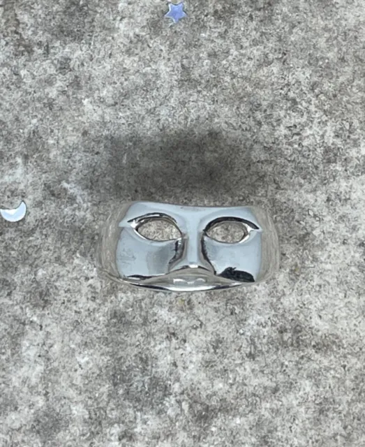 Sterling Silver Mask Ring, Heavy Ring, Phantom, Masquerade 3