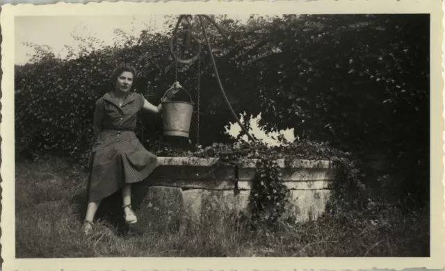 Antique Photo - Vintage Snapshot - Women's Garden Well Funny Fashion - Woman Garden
