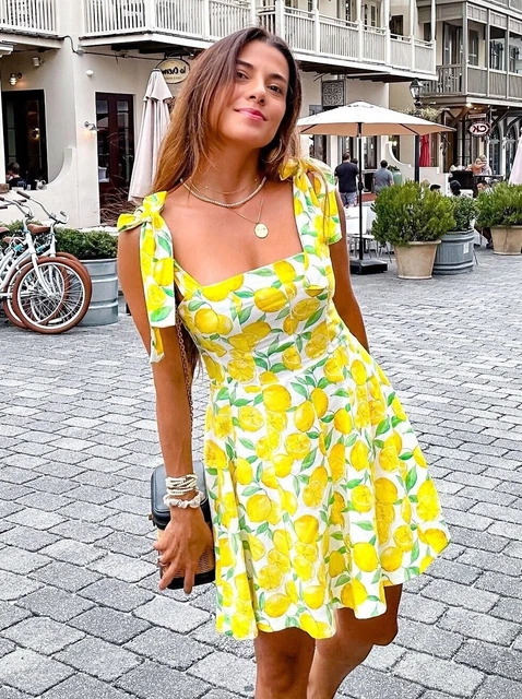 zara yellow short dress Women's Yellow Mini Dress