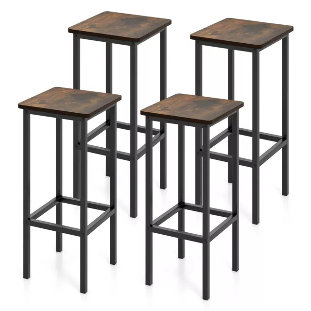 Set of 4 Industrial Bar Stools Dining Bar Counter Height Chair Kitchen Breakfast