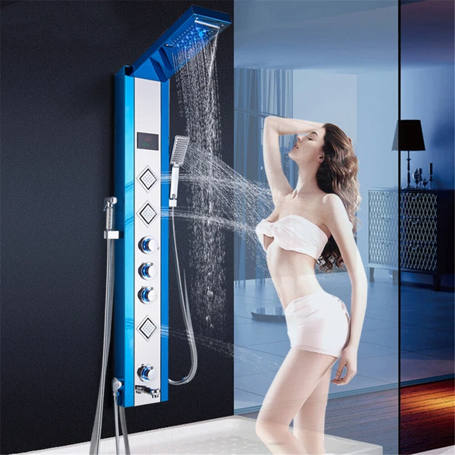 LED Columna de Hidromasaje Ducha 5 Función Panel de Ducha Acero Inoxidable Baño
