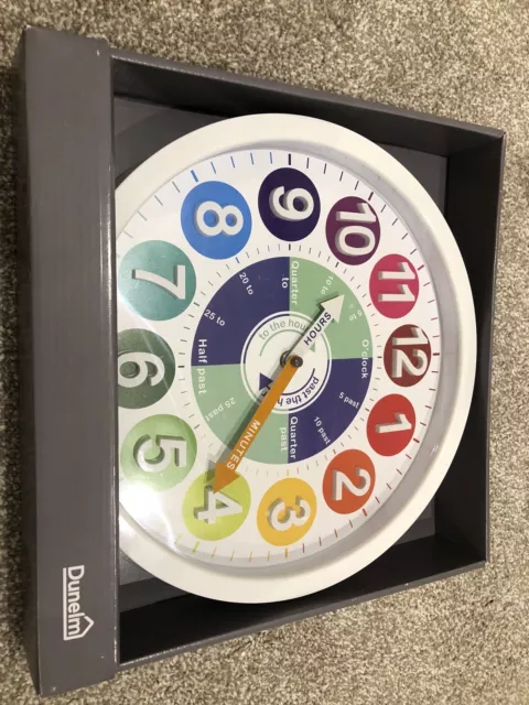 Tell The Time Wall Clock 31cm Dunelm NEW In BOX