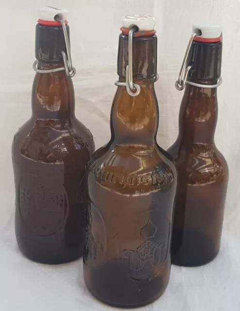 3 Bügelflaschen braun 0,5L 0,33 Bier-Flasche Grolsch Altenmünster Bügelverschlus