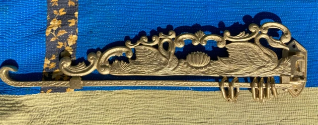 Single Art Deco Swans & Lotus Swing Arm Curtain Rod Bracket