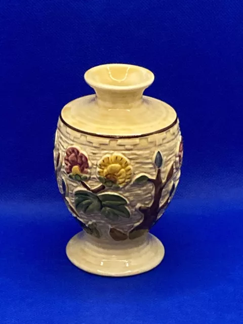 H. J. Wood Staffordshire Pottery Hand Painted Indian Tree Small Urn Shaped Vase