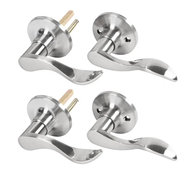 2-Pack Passage Lever Non Locking Interior Door Handle Hallway Satin Nickel