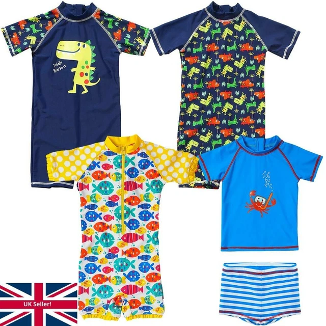 Costumi da bagno ragazzi ragazze bambini stampati UV UPF40 + costumi da bagno uno due pezzi venditore Regno Unito