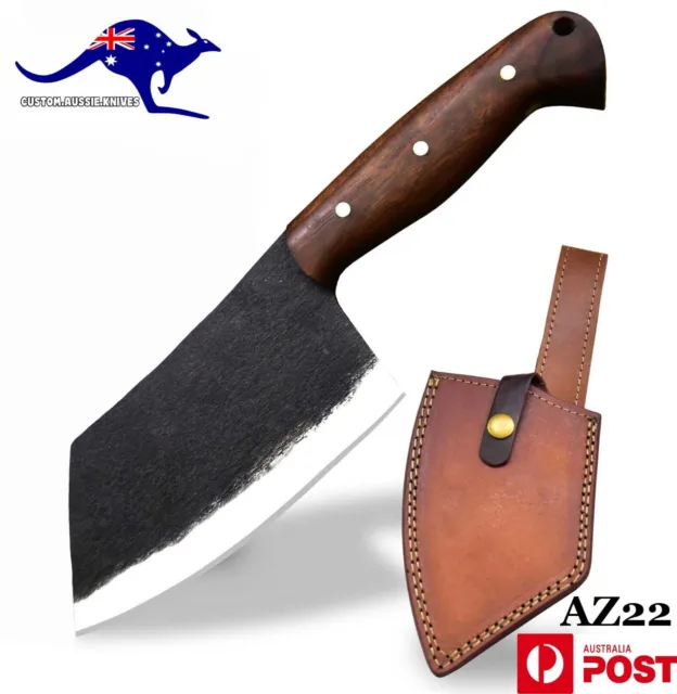 Custom 12C27 Steel Cleaver Hunting Knife Handmade,Walnut,No Damascus (AZ22-A