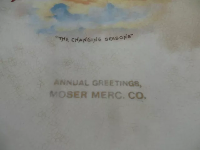 Vintage Advertising Plate - Annual Creetings Moser Merc. Co. - Mallard Ducks 2