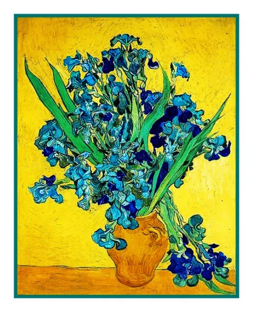 Impresionista Van Gogh's Jarrón Iris Punto de Cruz Tabla Patrón