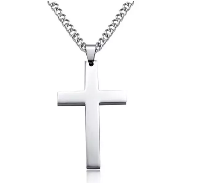 Stainless Steel Infinity Charm Cross Pendant Womens Silver Jewelry Necklace Gift