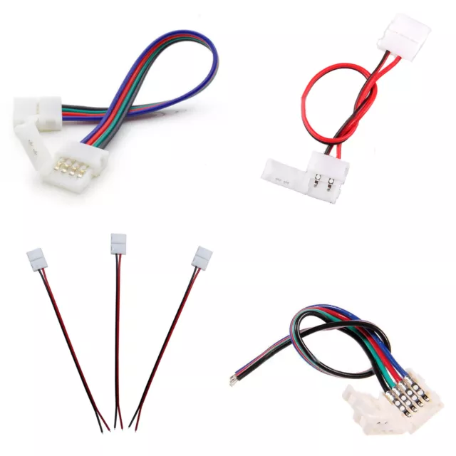 LED Strip Light 2Pin 4Pin RGB Cable Clip Connector Wire 3528 5050 5630 Extension