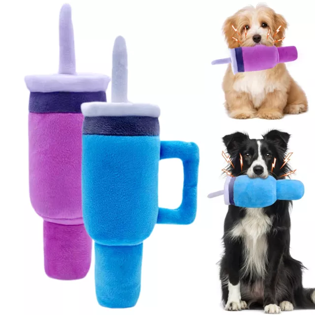 Vaso de juguete para perro toba pelusa pelusa con mango de bola chirriante diseño de taza para pequeños