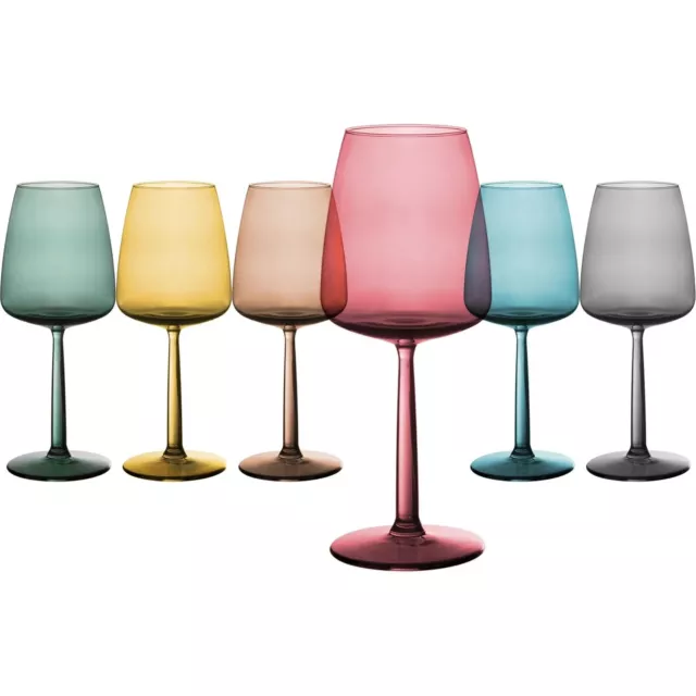 set 6 bicchieri calice In Vetro Da Tavola BicchiereAcqua E Vino Colorati Calici