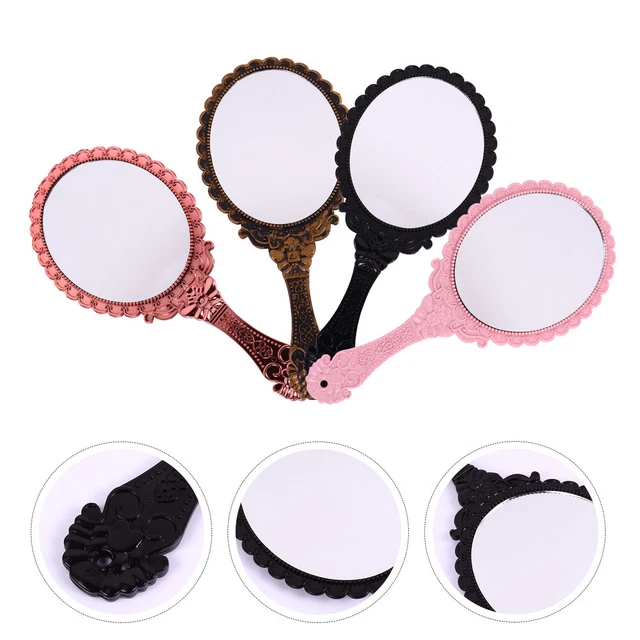 4 piezas Espejo de maquillaje portátil de mano Retro Maquillaje Espejo Natividad Decoración Luz