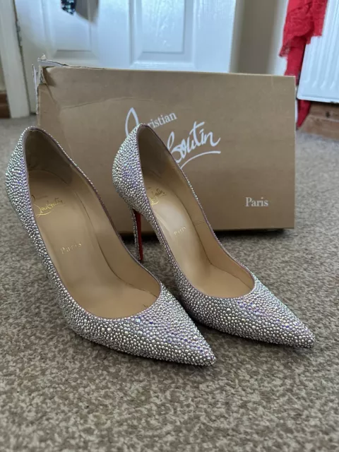 Christian Louboutin heels customized with Swarovski Crystals AB