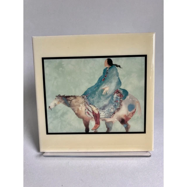 Vintage ARTile "Warrior" by Carol Grigg Decorative Ceramic Tile Native American
