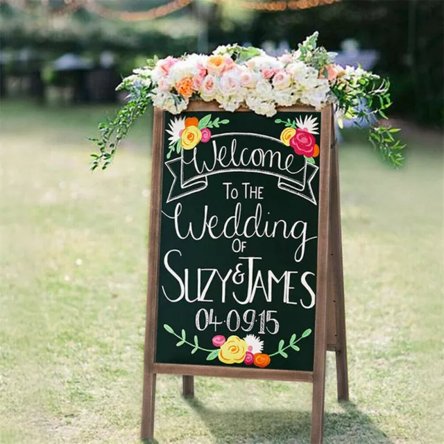 Rustic Large Wood A-Frame Magnetic Chalkboard Blackboard Wedding Party Cafe Deco