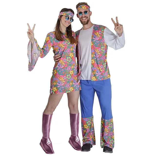 Costumi Hippie Uomo/Donna Vestiti Carnevale Con Fiori Pegasus