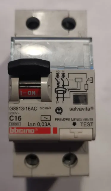 Interruttore Differenziale Magnetotermico Bticino-G8813/16Ac- C16 -0.03A