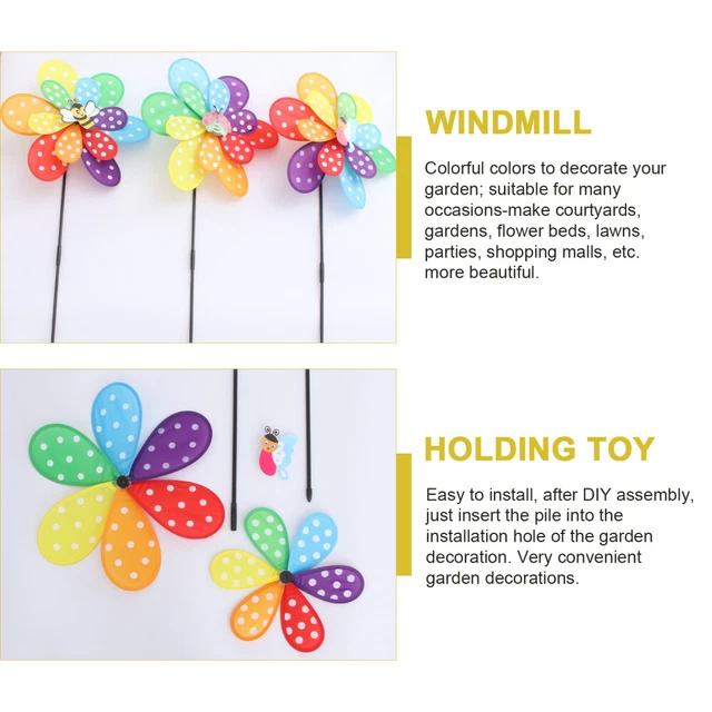 5Pcs Doppel Schicht Windmühle Spielzeug Sunflower Windrad Wind für Hof 7