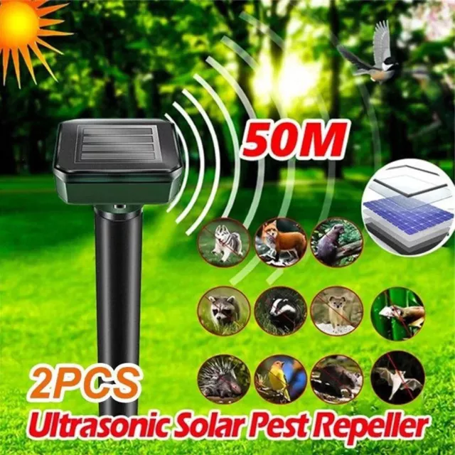 Solar Power Ultra Sonic Repellent Animal Bird Scarer Deterrent Dog Fox Cat Pest