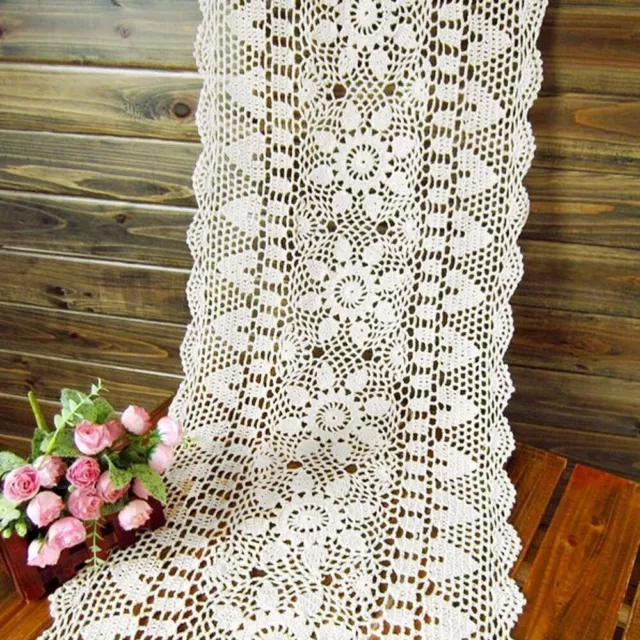 Vintage Handmade Crochet Lace Table Runner Doily Dinner Wedding Party Home Decor