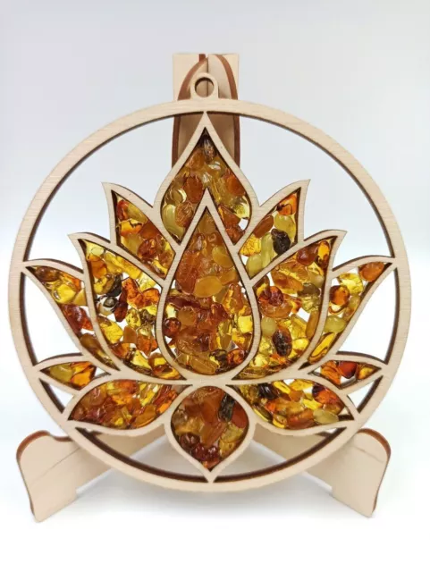 Attrape-soleil ambre et bois fleur de lotus décoration naturelle - Escale  Sensorielle