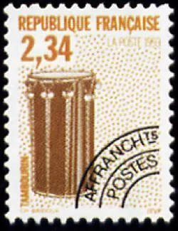 FRANCE PREOBLITERE TIMBRE STAMP N°229 "INSTRUMENTS, TAMBOURIN" NEUF xx TTB