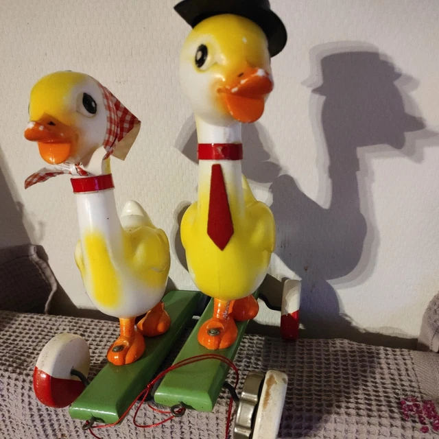 Jouet Ancien Fisher-Price - Canard à Tirer En Bois - Éducatif Vintage - Très Bon état