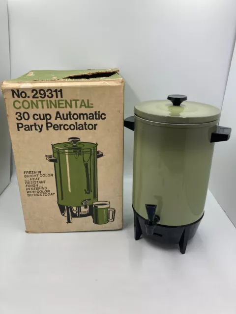 Vintage Avocado Green West Bend 30 Cup Automatic Electric Coffee Percolator  Potluck -  Log Cabin Decor
