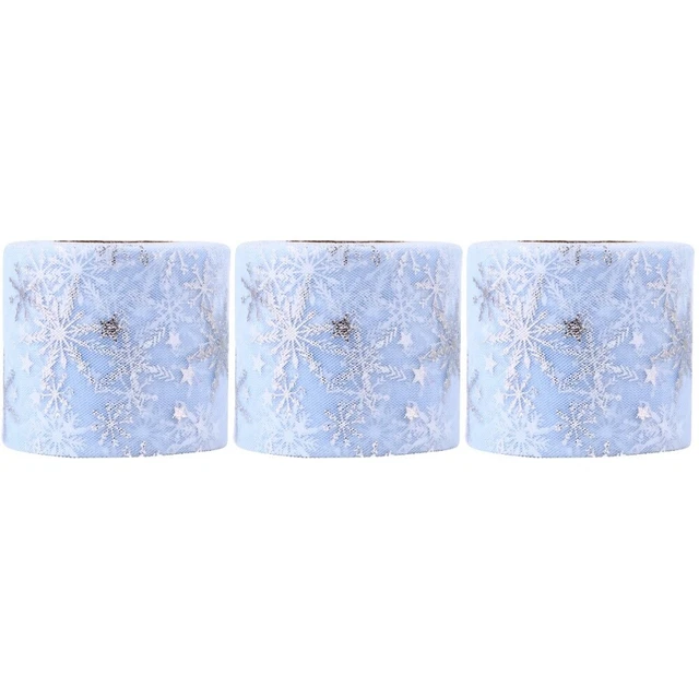 3 Sets Weihnachten Glitter Tüll Breite Tüll Rollen Beflockung Tüll Rolle
