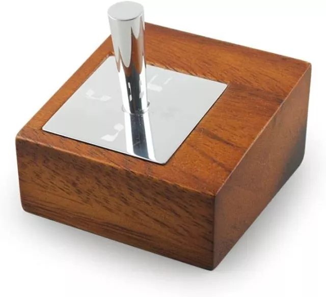 Nambe Geo Dreidel with Stand, Made of Nambe Alloy and Acacia Wood 3