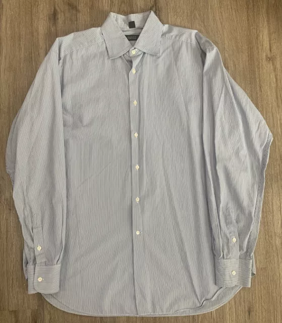 Barneys New York Blue Stripe Button Down Dress Shirt Mens Large-16