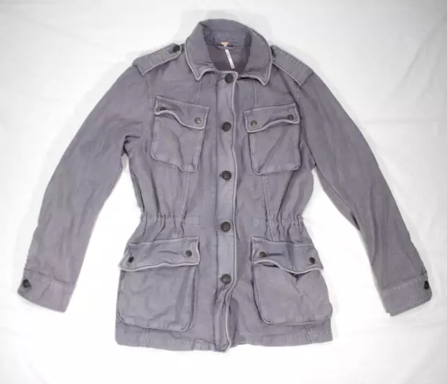 Free People Women's Not Your Brothers Surplus Jacket Military Utility Gray XS