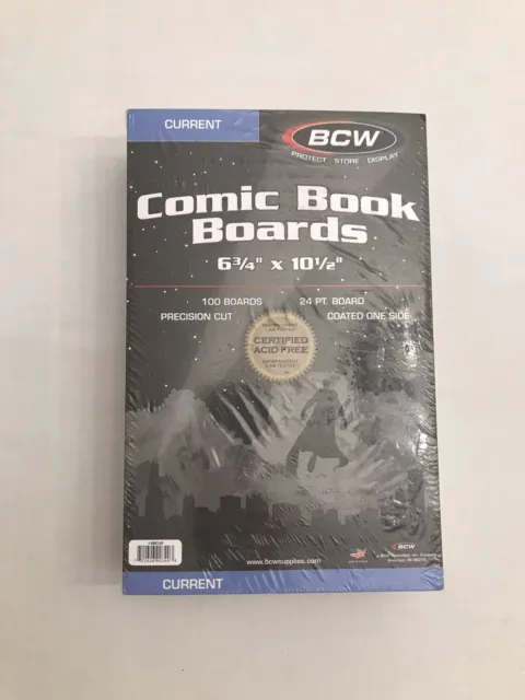 100 Pack BCW Current Comic Book Backing Boards Acid Free  6 3/4 X 10 1/2 Sealed