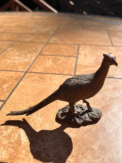 vintage 1986 "AVON" TOM O'BRIEN BRONZE PHEASANT STATUE (3" TALL) BIRD FIGURINE