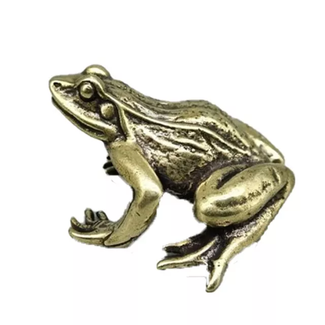 Vintage Solid Brass Frog Figurines Tea Pet Animal Sculpture Home Office Decor