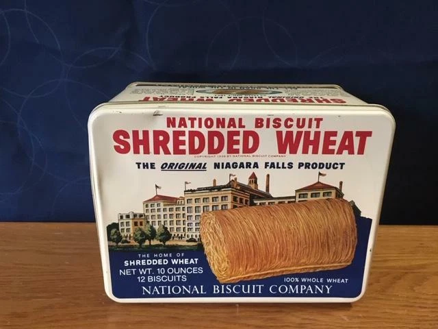 Vintage National Biscuit Embossed Shredded Wheat Tin 1987 Reproduction