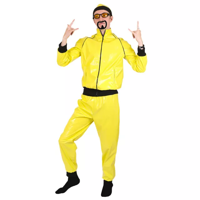 Adults 90'S Rapper Costume Yellow Tracksuit Mens Gangster 1990'S Fancy Dress