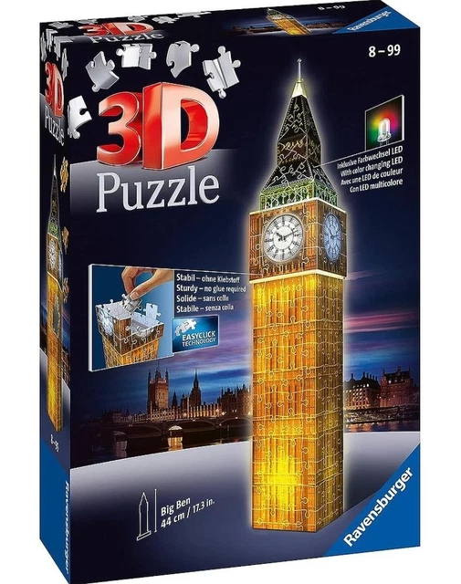 RAVENSBURGER BIG BEN 3D Night Edition LED 216 Piece Jigsaw Puzzle ...