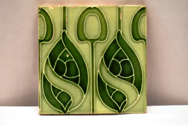 Antique Minton Hollins & Co Wall Tile Floret Pattern Stoke On Trent Porcelain"46