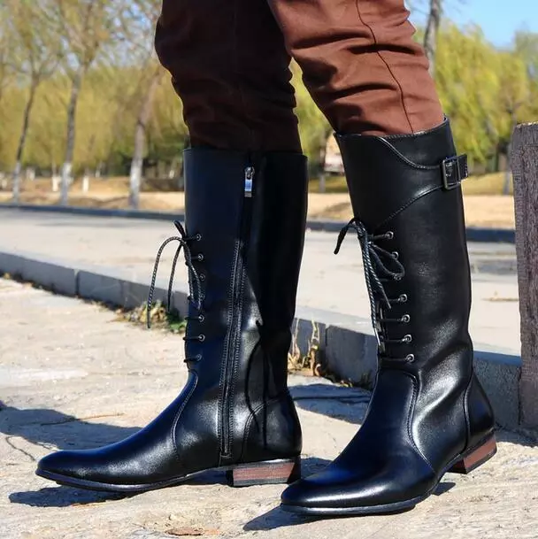 Mens knee high military boots deals