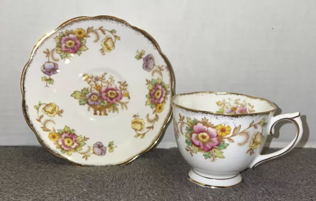 Vintage 1940's Royal Albert Evesham Teacup & Saucer Set ~ Fine Bone China Lovely